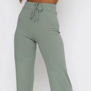 RARE sage elegant cotton rib pants